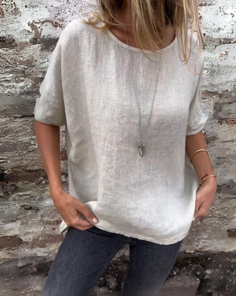BAUA – Cotton and Linen Crew Neck T-Shirt