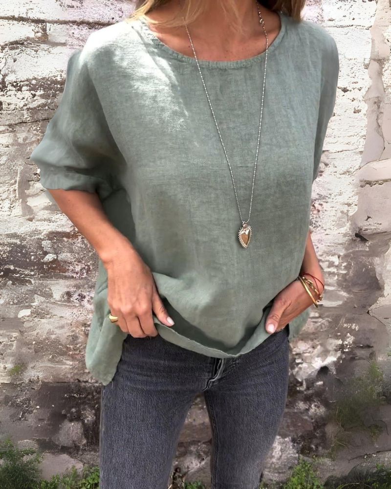 BAUA – Cotton and Linen Crew Neck T-Shirt